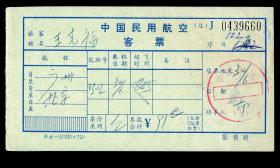 中国民用航空客票 飞机票背印旅客须知9项 王克福70年代末80年代初北京至广州往返一对,13X7厘米,背面图仅为示意 中国民用航空